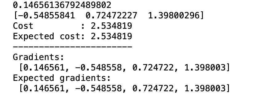 msvmuthu's tweet photo. Joy is to see your calculated cost and expected cost are same! #AndrewNg #ML #Exercise4 https://t.co/dMCht1RPTf