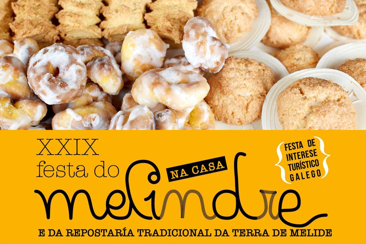 TurismoMelide's tweet photo. Hoxe celebramos a XXIX Festa do Melindre e da Repostaría Tradicional da Terra de Melide de maneira virtual desde a página oficial de Facebook Festa do Melindre
Lembra que podes achegarte aos establecementos habituais para adquirir #Ricos, #Melindres e #Amendoados 😋 https://t.co/bT7mxkQYJv