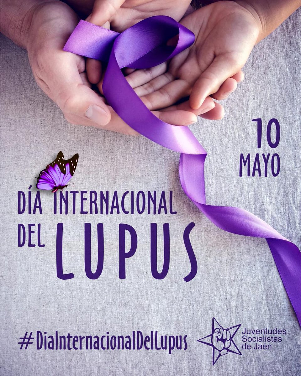 JSAJaenCep's tweet photo. 🦋💜 DÍA INTERNACIONAL DEL LUPUS 💜🦋

Desde Juventudes Socialistas de Jaén nos sumamos a la conmemoración de este día, para así dar visibilidad a una enfermedad autoinmune que en nuestro país sufren 40.000 personas. 

#DíaInternacionalDelLupus
#RetoMariposa https://t.co/IAjXXCfv4P