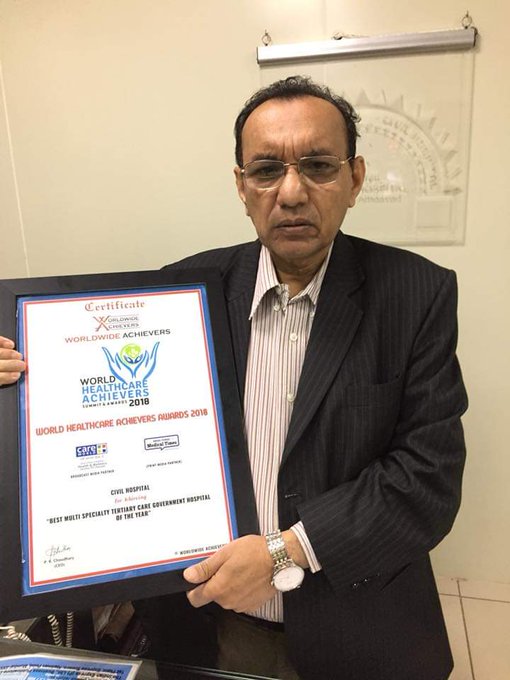 14April1891's tweet photo. Dr M. M. Prabhakar the winner of BEST MULTY SPECIALITY TERTIARY CARE GOVT HOSPITAL OF THE YEAR the World Healthcare Achiever’s Awards 2018, &amp; other prestigious award. Now back to serve and fight against #Corona @civilhospamd after retirement.
#CoronaWarriors 
#Welcome_DrPrabhakar https://t.co/zA1ExmiRqr