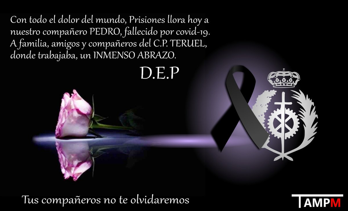 tu_abandono's tweet photo. ⚫Hoy lamentamos  la muerte por #COVID19 de nuestro compañero Pedro, Jefe de Servicios en Teruel

⚫Desde aquí nuestras condolencias a la familia y  amigos .
D.E.P. 🌹 https://t.co/hvQgAFASjm