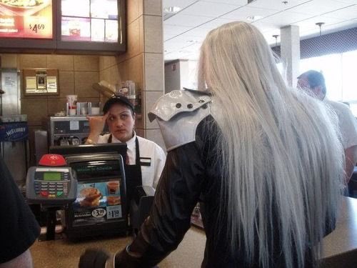 The only difference between these two pictures is the Sephiroth was probably more polite.