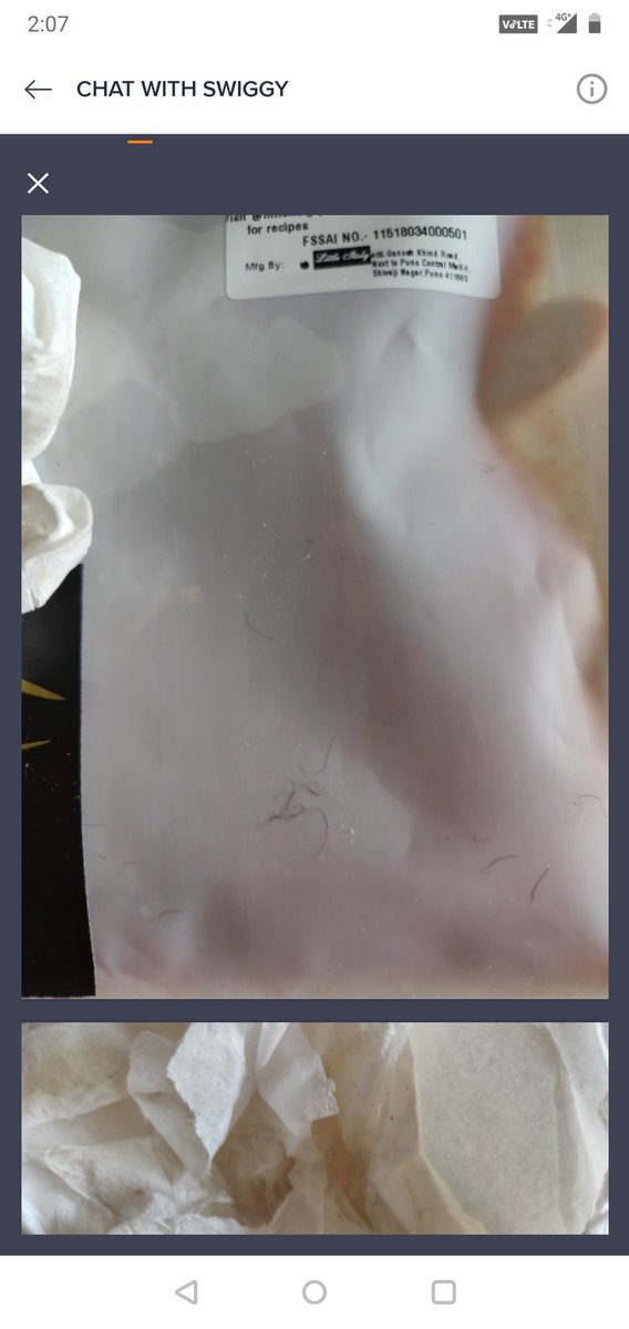 ChandniJumani's tweet photo. @swiggy_in @SwiggyCares Ordered pre packed sauces from Little Italy, Pune and received sprinkled hair strands on top of it. You've processed the refund, appreciate it. This definitely looks deliberate. Not sure if the restaurant should be blamed or your delivery guy? https://t.co/OmADqKBGtE