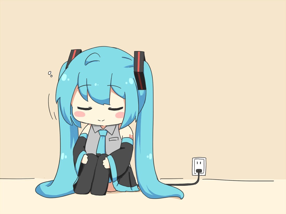 初音ミク 「ミクさんに充電させるの大好き芸人 」|ねこみんのイラスト