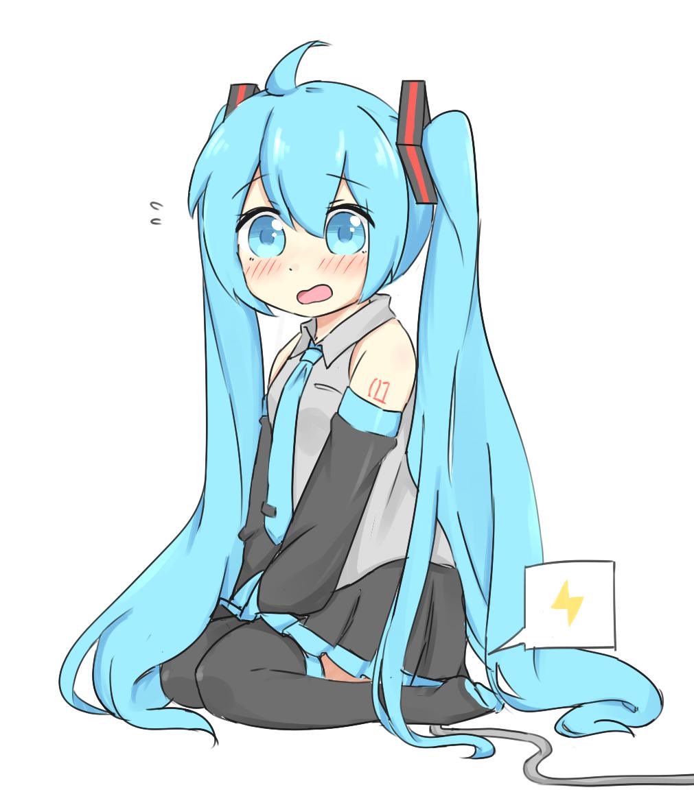 初音ミク 「ミクさんに充電させるの大好き芸人 」|ねこみんのイラスト