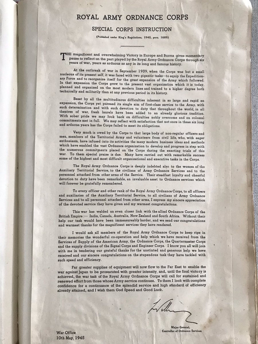 waronwheels's tweet image. The Controller of Ordnance Services #RAOC issued a Special Corp Instruction  #OTD phil-writer.com
