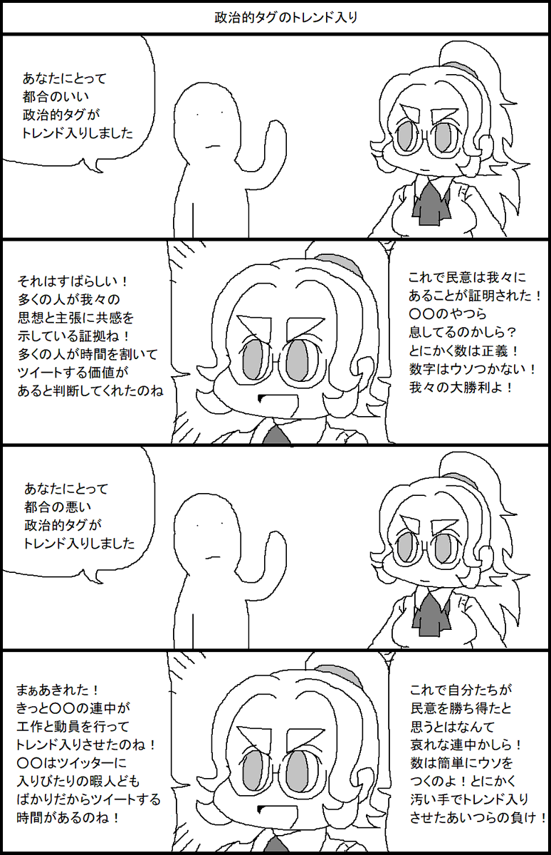 政治的タグのトレンド入りのダブスタ 