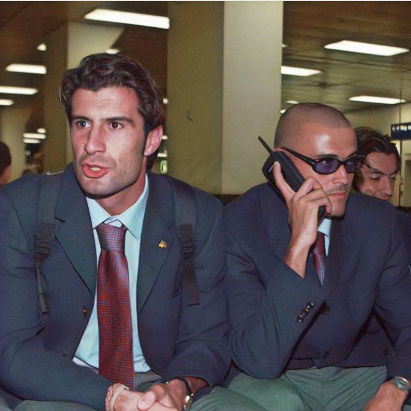 90sfootball's tweet photo. Luis Figo and Luis Enrique. https://t.co/irY64ZOaEI