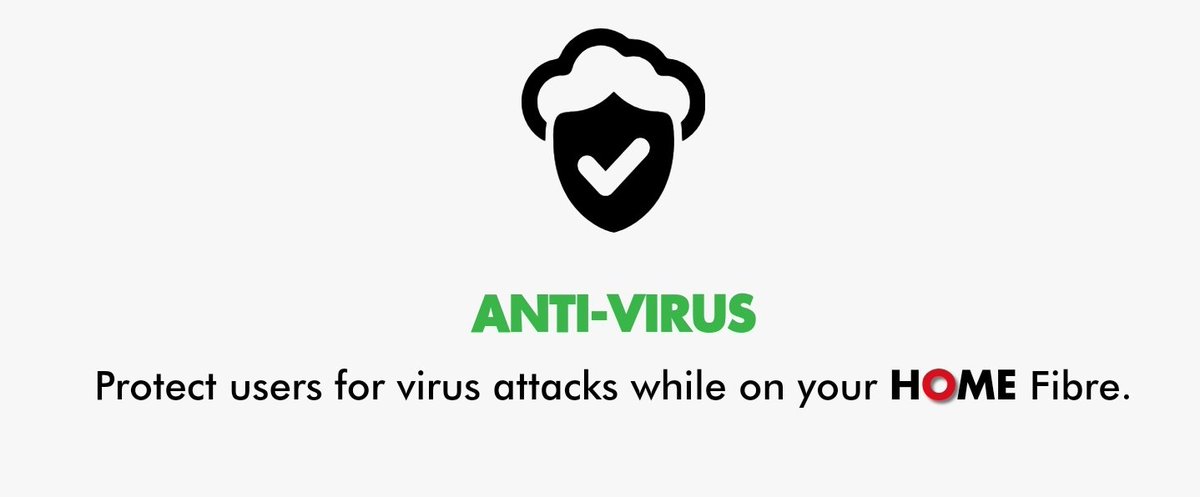 Anti-Virus - "Protect users for virus attacks while on your HOME fibre"...The person who cargo-culted this didn't even understand it . We don't protect users for virus attacks but from virus attacks. Again this can be done from the router.