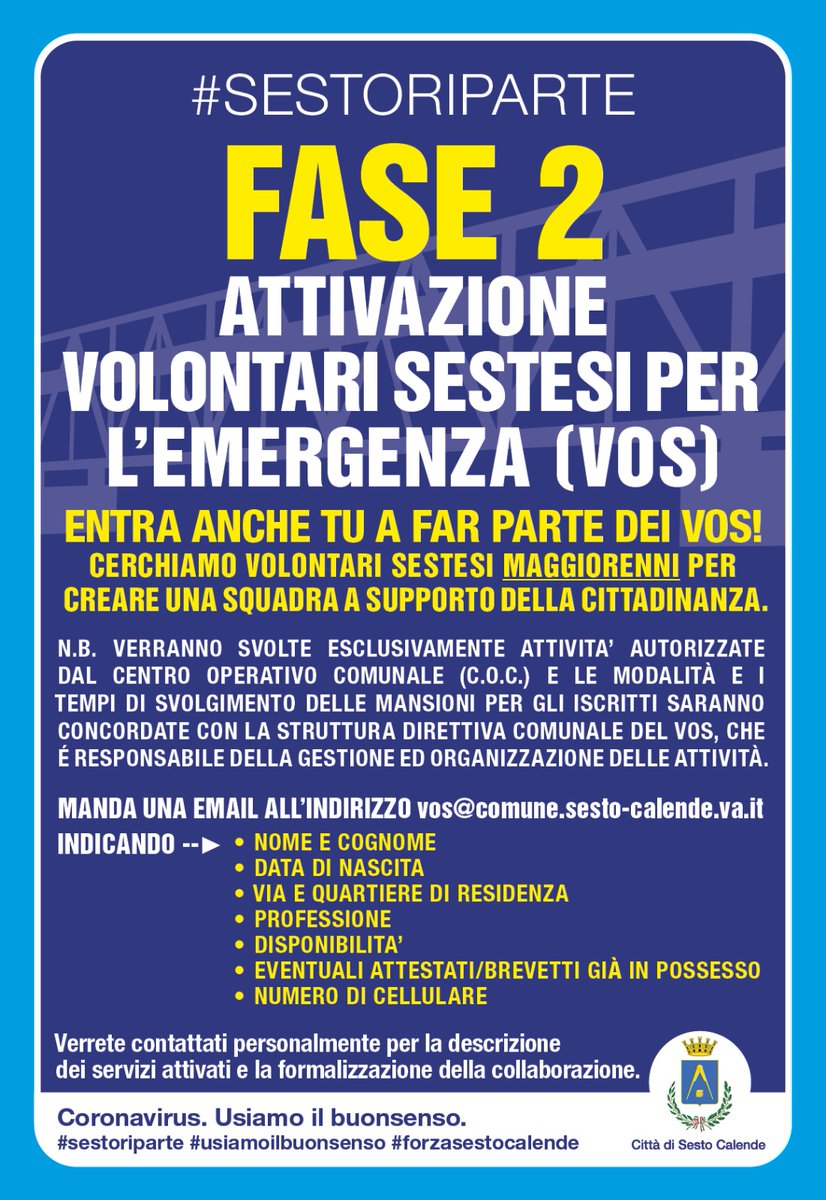 Attivazione VOS - Volontari Sestesi per l'emergenza