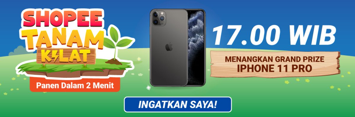 RETWEET kalau kamu mau dapetin GRAND PRIZE IPHONE 11 PRO DI SHOPEE TANAM KILAT! 🌳✨ Makanya buruan pasang reminder kamu di 👉shopee.co.id/m/shopeengabub…