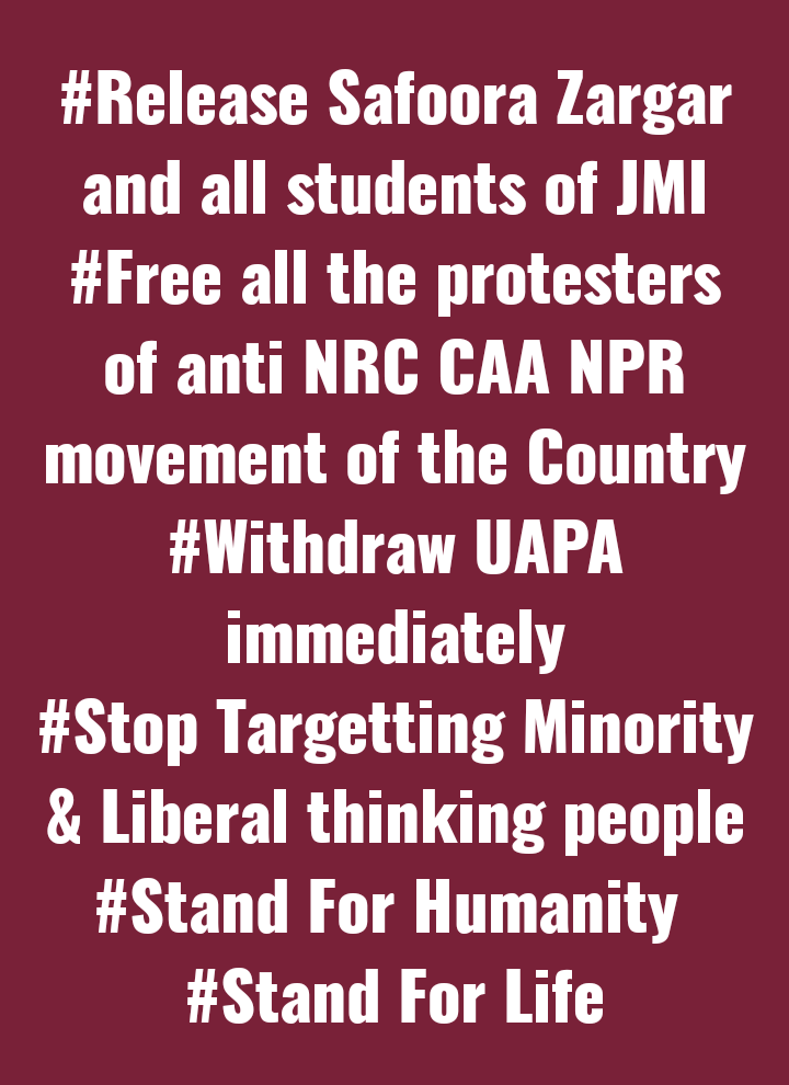 MIZANUR20459174's tweet photo. #RELEASE_ALL_PROTESTING_STUDENTS_ANTI_NRC_CAA_NPR_MOVEMENT_OF_JMI
#WITHDRAW_UAPA_IMMEDIATELY
#STAND_FOR_HUMANITY https://t.co/3QhJ2z7KNO