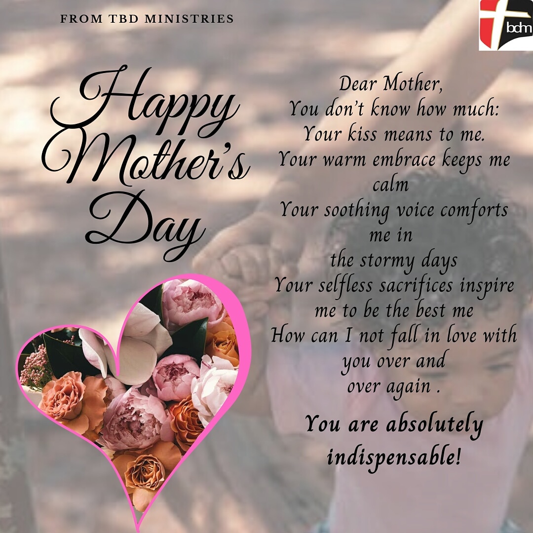 tbdmin's tweet photo. Warm wishes to all mothers out there. We love you!
#TBDMinistries
#mothersday2020 #MothersDay https://t.co/3Rhy5RS3Rm