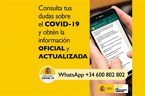 guardiacivil's tweet photo. ¿Sabes que puedes consultar tus dudas sobre el #COVID19 a través de WhatsApp?🤳

Hispabot-Covid19 
+34 600 802 802 📲

El Servicio "chabot" está basado en inteligencia artificial y responde con información oficial y actualizada
Vía: @SaludPublicaEs  ➕ℹ👇
https://t.co/PkUK1G6uAg https://t.co/KgrC83gphj
