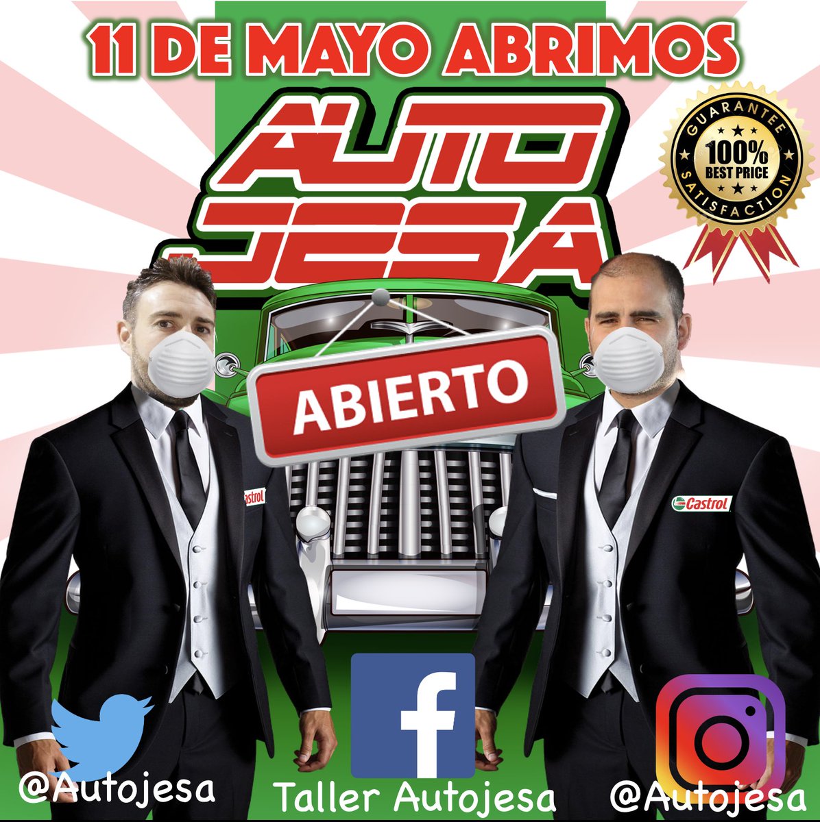 Autojesa's tweet photo. ⚠️TENEMOS BUENAS NOTICIAS⚠️ 
Lunes 11 de Mayo abrimos peeeeero:

ATENDEMOS con cita previa
(Todas las condiciones en nuestra web y redes sociales)
Gracias por vuestra confianza 

📞CITA PREVIA:
☎️923 22 48 62
📱666 65 44 65 (atendemos via WHATSAPP)
✉️taller@autojesa.com https://t.co/4OOCaMhiJi
