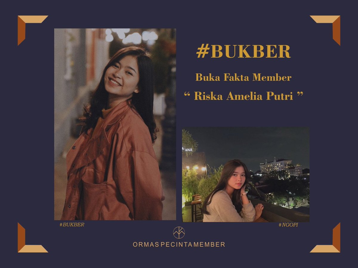 Hallo guys, met sore, sambil ngabuburit nih alangkah baiknya kalo kita #BukBer dulu,buka fakta member :D
Di hari yg ke17 ini kita akan bahas fakta dari <a href="/R_AmelJKT48/">⋆｡ﾟ☁︎｡⋆｡ ﾟ☾ ﾟ｡⋆</a> , mari kita check fakta2nya
- Doi pernah tergabung dalam grup dance cover bernama mochiramen
. 
. 
.