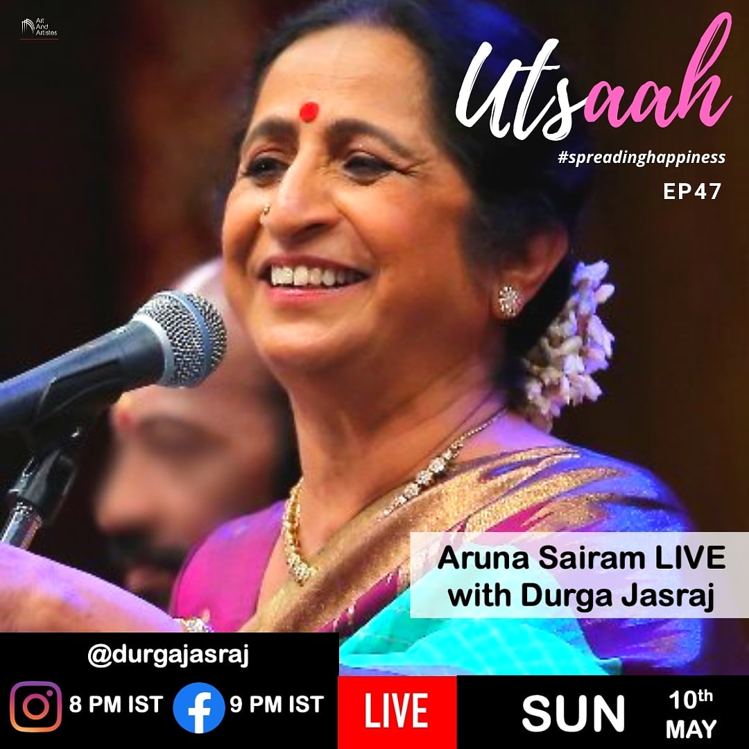 durgajasraj's tweet photo. Today 10th May 2020,  in our episode #47 for our daily show "Utsaah" #spreadinghappiness we are honoured to present the Legendary Aruna Sairam ji...

"To love one art form is great, but to be able to appreciate another and find those lateral connections, is priceless. https://t.co/8k5qPctcmA