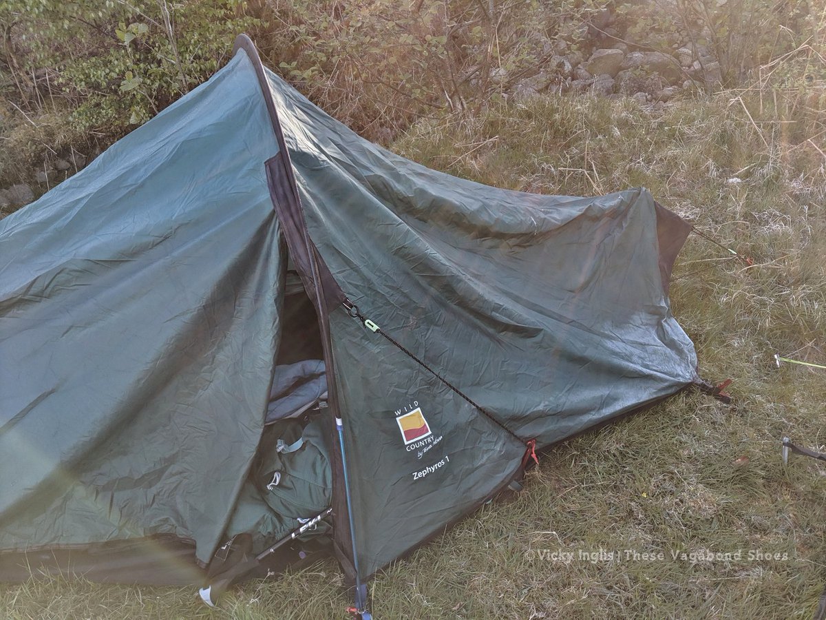 vickyinglis13's tweet photo. TGO19 Day 2: Woke around 5.30am to the sound of a cuckoo + found frost on the tent.  I pulled gloves + hat and tried for more sleep. My route started as easy going, following a track until it vanished between a beach + a bog. Stopped for a wild swim in the sunshine. #virtualTGO https://t.co/MKtqWm1bP5
