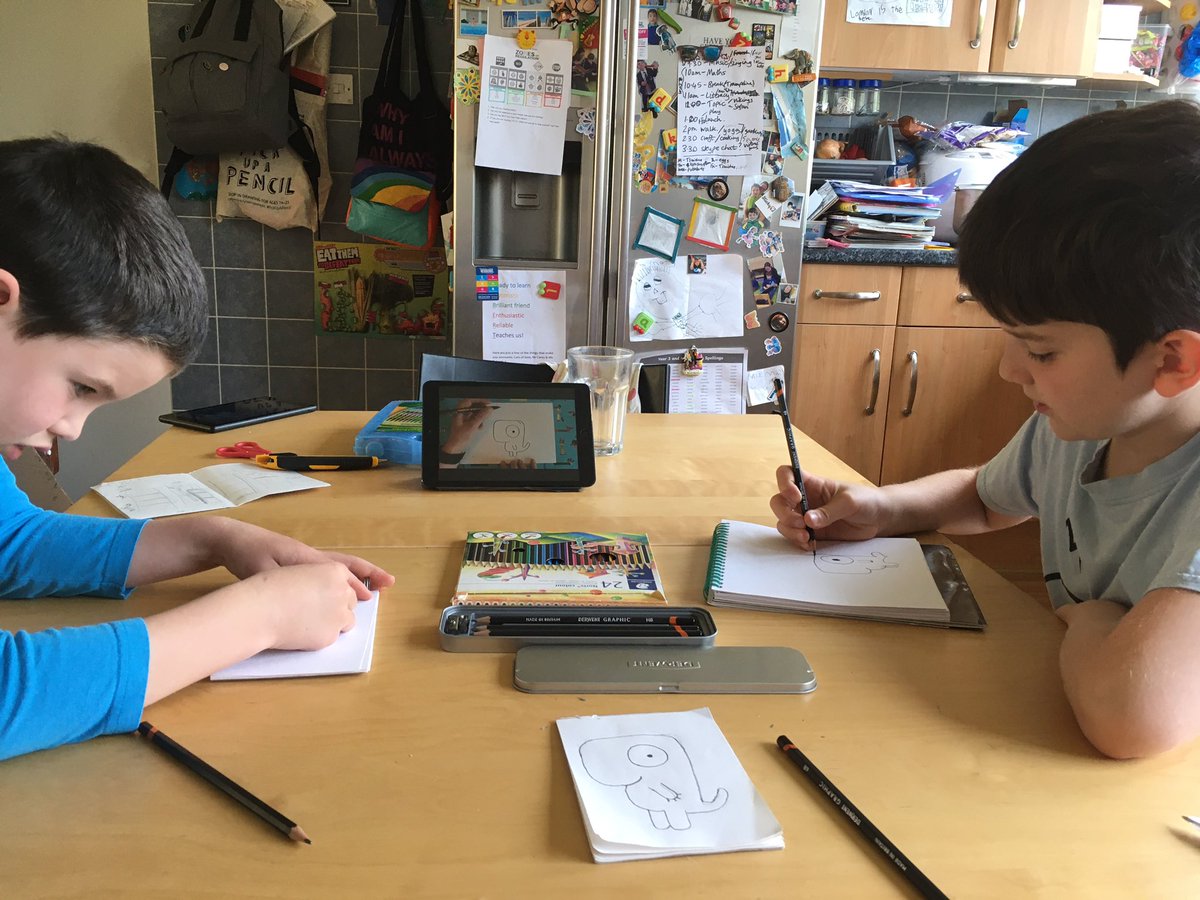 particip8tion's tweet photo. Only just discovered #DrawWithRob @RobBiddulph Loving drawing with my 6 & 8 year olds. Today #Gregosaurus Tomorrow #SausageDog https://t.co/lwnbTfSDGD
