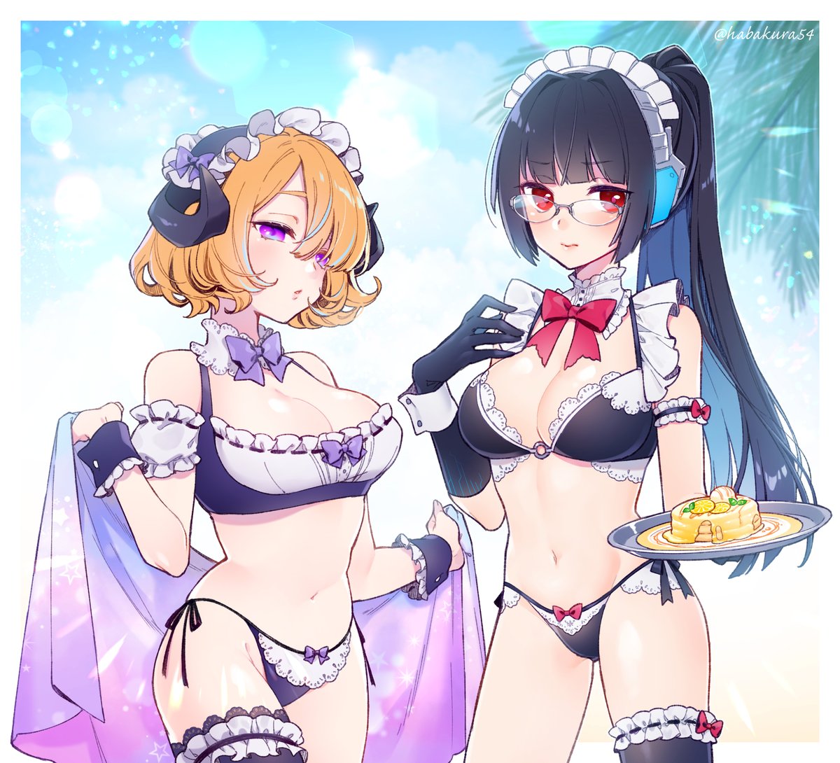 「#メイドの日 #メイドの日2020
再掲 ミニスカ&水着メイドさん 」|ごし🍫のイラスト