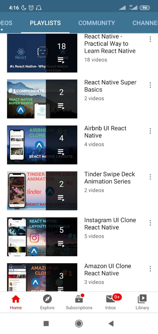 5. Unsure Programmer: Strange Name? I was surprised too when I first stumbled across the channel. If you are looking to improve your styling and animation in  #ReactNative this is your man. You learn by cloning existing apps like Airbnb & Instagram.  https://www.youtube.com/results?search_query=unsure+programmer