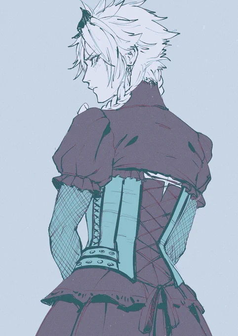 7クリアしてクラウドの女装描きたい欲がすごかったので落書き。似たようなようなのばかりですが…この衣装しかまだ見れてないので他のも見たい。 