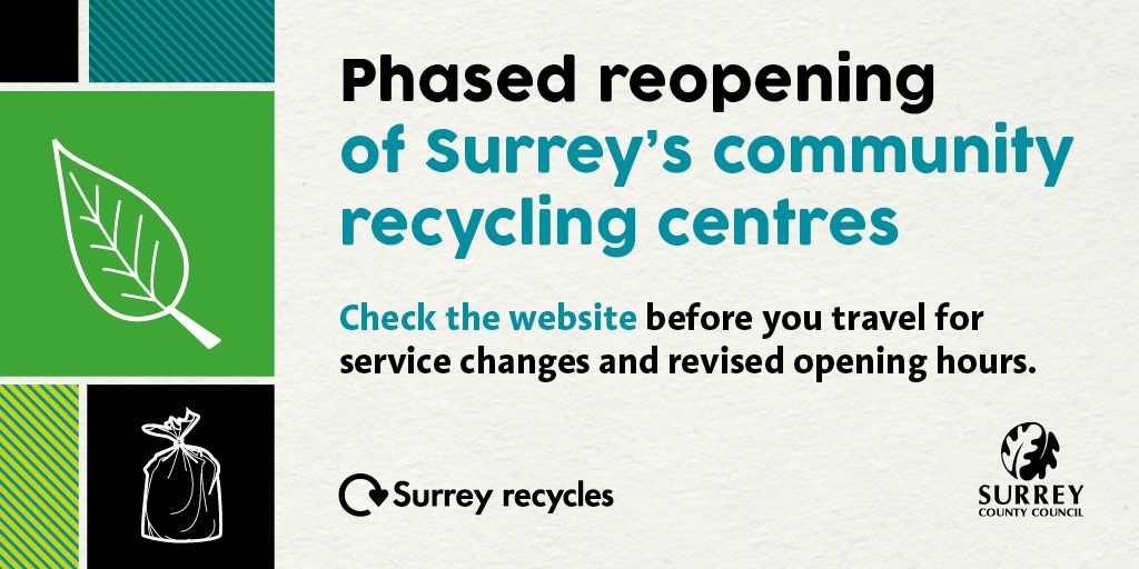 #Earlswood Community Recycling Centre reopens at 9am tomorrow for black bag waste and garden waste only. Please only make a visit to the site if you have to. To keep hospital access clear, follow instructions from marshals and observe traffic controls➡️ orlo.uk/pwkOr