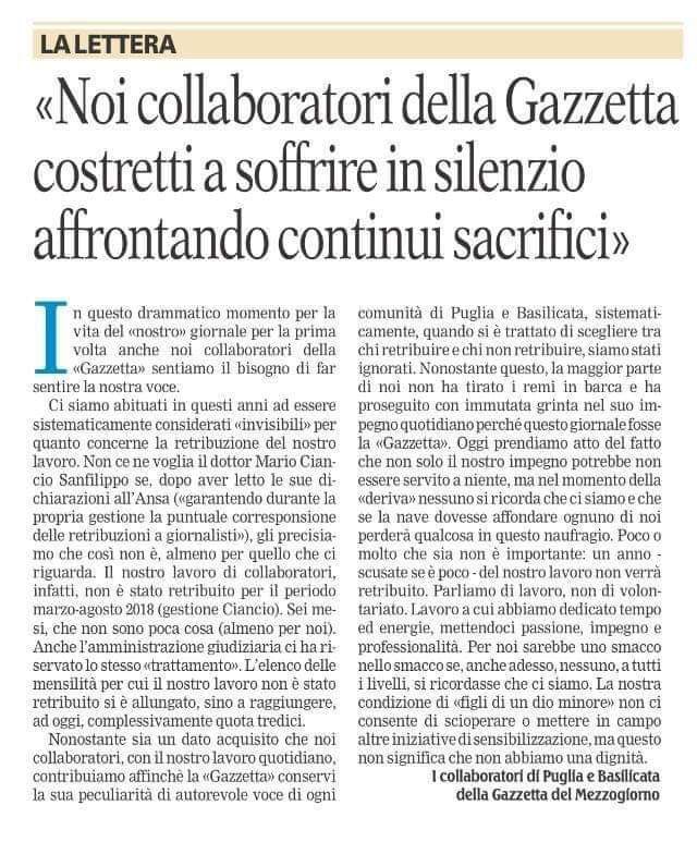 micheleemiliano's tweet photo. La professionalità, la passione, la dignità dei collaboratori della Gazzetta del Mezzogiorno, che oggi fanno sentire la loro voce, meritano tutta la nostra attenzione.

https://t.co/DK2qamYZE8 https://t.co/zrj2DwC4FR