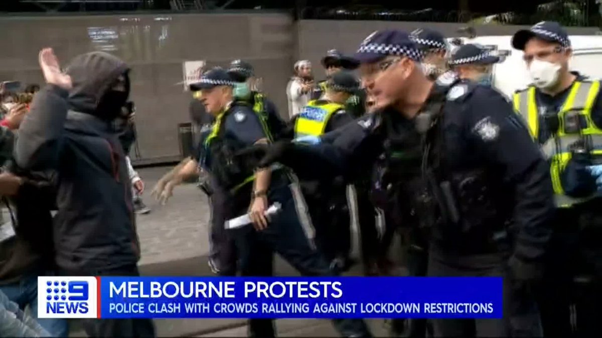 Lockdown tensions turned to violence in Melbourne today, a rally in the ...