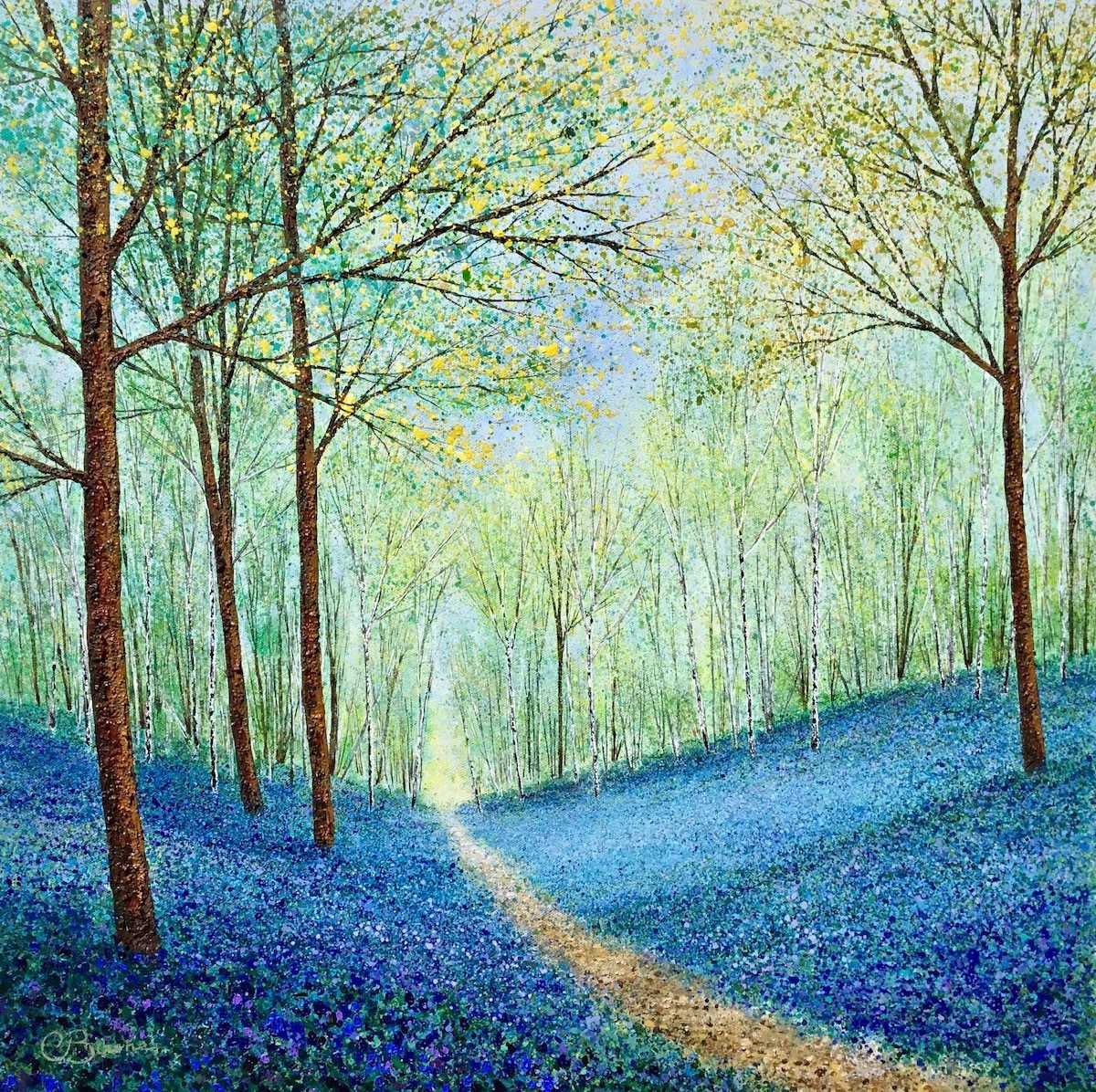 Walking through the bluebells with Chris Bourne. Click to view Chris’ news collection of originals: bucksfineart.com/artists/239/ch… #woodlandwalks #throughthetrees #newcollection #originalartwork #beautiful #art #fallinlove #bluebells #sundaystroll