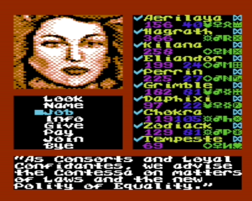 I decided to retouch the generic woman portrait in my  #CRPG game,  #RealmsOfQuestV. The new image (the one on the right) is somewhat sharper and has more contrast. I can't make up my mind about which one I prefer, though!  #gamedev  #indiedev  #indiegame  #c64  #VIC20
