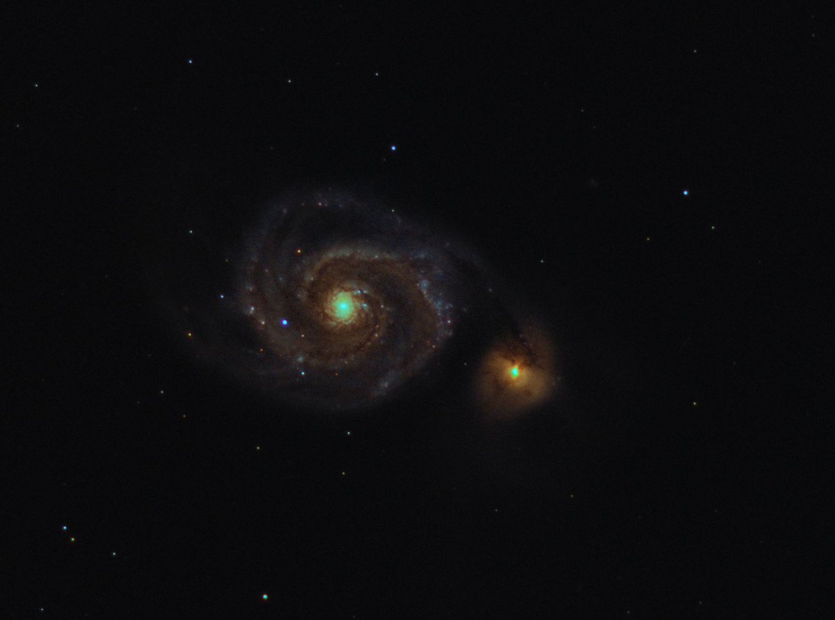 3rkunt's tweet photo. M51 - Whirlpool Galaxy with around 3 hours (LRGB) of data on f/6.3. It looks like after having 3rd try on the same target, I understood a bit about the basics. #astrophotgraphy #astrobackyard #lockdown #london #galaxy #m51 #astroaddict https://t.co/v8HfQzl8KR