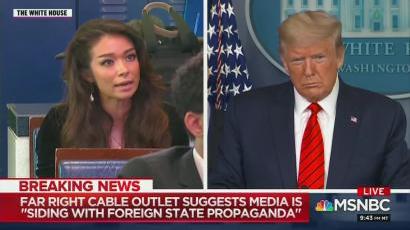 This is why almost every press briefing includes an OANN question, and they use it to push war against China and conspiracy theories regarding the pandemic and Democratic traitors.OANN is angling to be Trump's preferred propaganda outlet, and they're gaining ground.22/