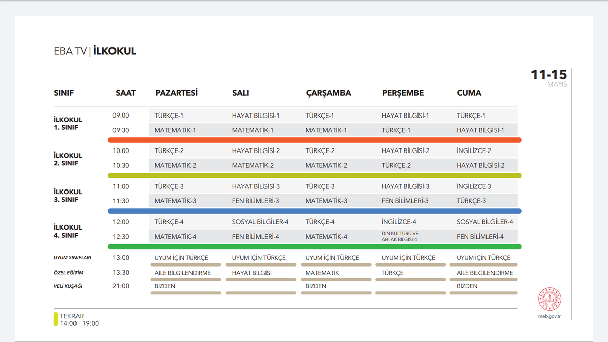 #trtebatv 11-15 Mayıs 2020 yayın akışı