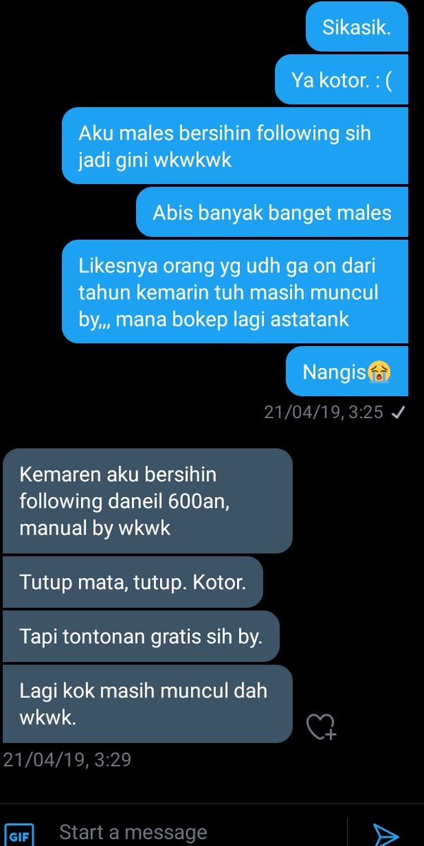 17. Gak ada. Enak dijadiin temen semua. 18. APAAN SI AJG. LU BISA DIEM GAK. Attached. Itu di akun lama, akun dia yg terakhir di deact jadi gak bisa liat. 19. Zean.  @thespoytify20. Siapa bilang lu ganteng21. Cari yang baru. Haha22. Gak ada pacar/doi/crush.