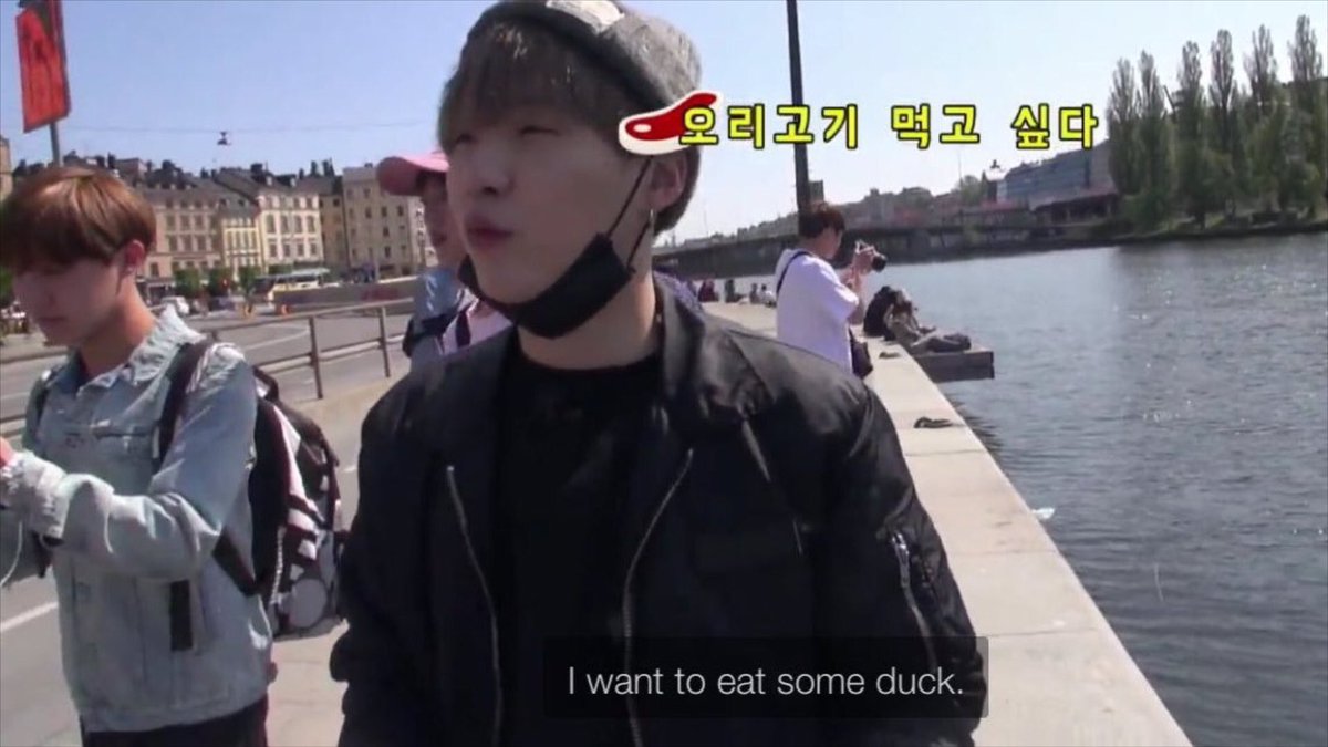 Yoongi sewing ducks...then saying he wants to eat them
