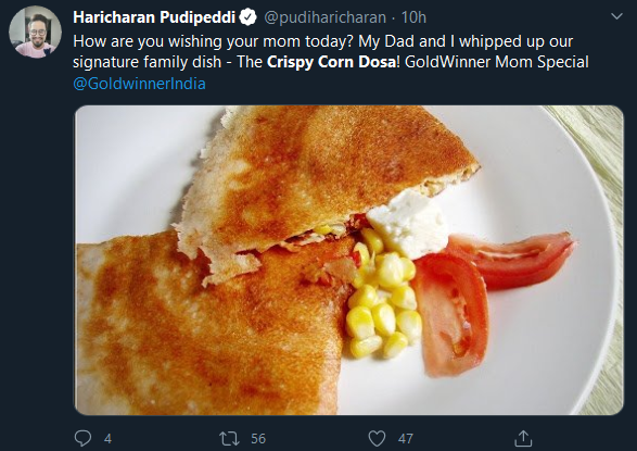 The below two tweets have photos stolen from  http://myveggiedelights.blogspot.com/2012/03/paneer-corn-dosa.html.That too, the watermark has been cropped off!