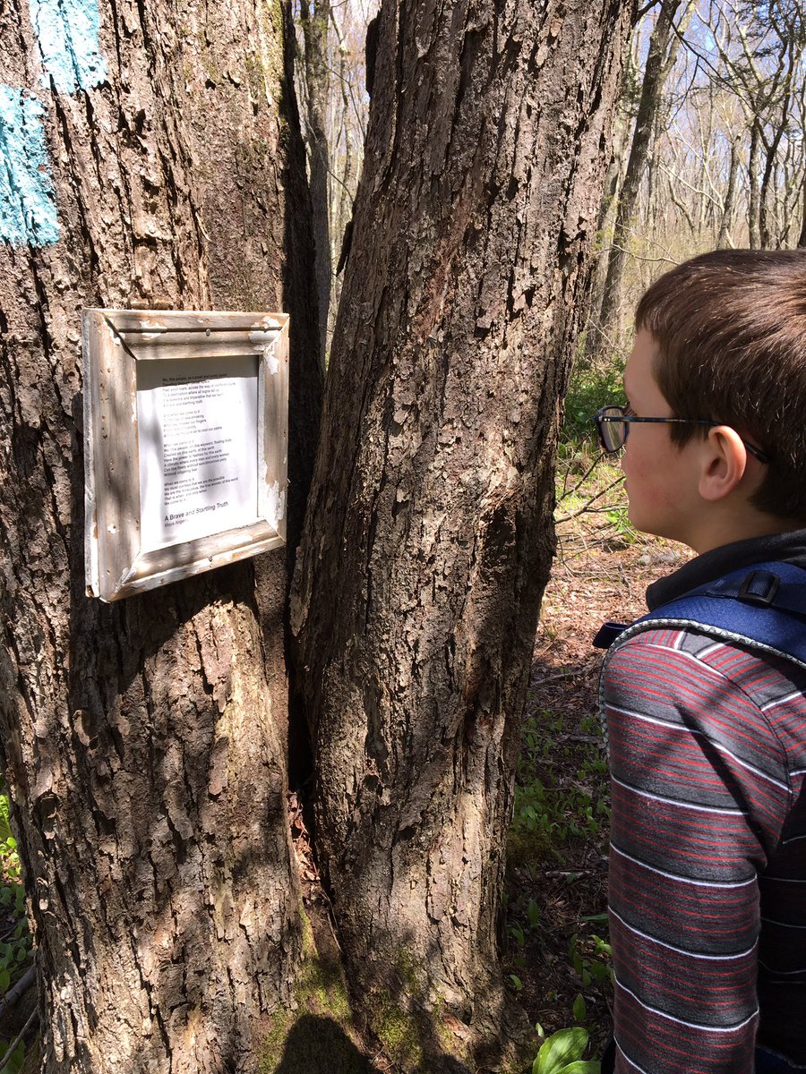KRHornberger's tweet photo. Took the boys on the @CTwoodlands Finch Brook Trail to buy @dnlabell some peace on Mother’s Day. Poems were a surprise hit with our 11-yr old. Only saw two other hikers the whole time - a hidden gem of a trail in a fairly built-up area. #CTTrailsLessTraveled #StaySafeOutdoors https://t.co/rnlYjnPrED