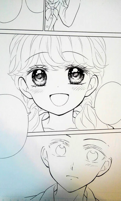 オリジナル漫画を描くときは、けっこう髪の毛の線を増やしています。
珍しくトーン貼る前の画像があったので載せてみる?
めちゃくちゃ可愛いこと言ってるな…まひる…??
さすがツインテール女子?(⬅え?)

#キョーダイなんかじゃいられない #ちゃお 