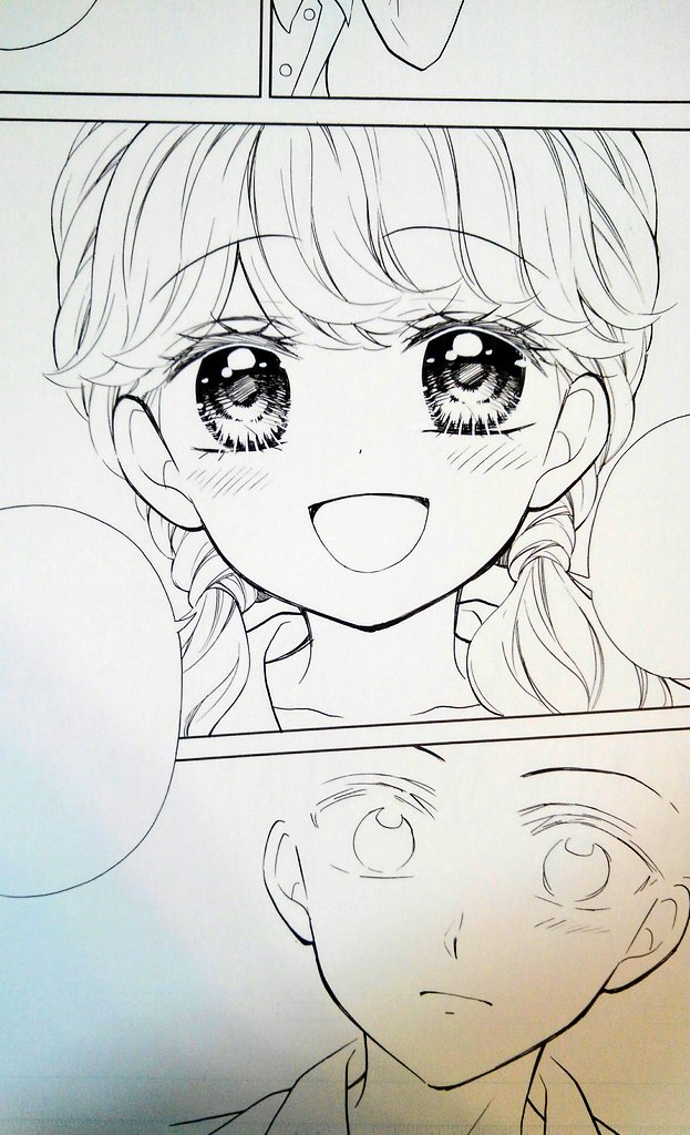 オリジナル漫画を描くときは、けっこう髪の毛の線を増やしています。
珍しくトーン貼る前の画像があったので載せてみる?
めちゃくちゃ可愛いこと言ってるな…まひる…??
さすがツインテール女子?(⬅え?)

#キョーダイなんかじゃいられない #ちゃお 