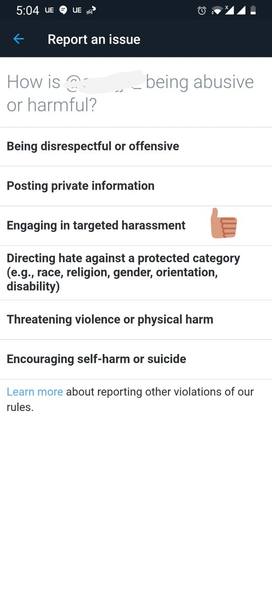 8. If a person defames bts and armys continuously, report under targetted harassment and select tweets that are not censored. Words that should be censored are cuss words and s*spend, h@cked etc. +