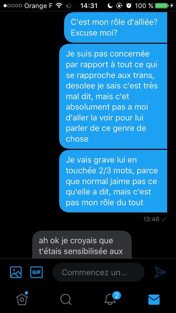 Et pour couronner le tout: dites moi si j'ai dis qqch de faux, parce que moi on m'a toujours dit que c'était les concernées qui devaient parler de ça et pas les "privilégiés" comme elle dit, moi on m'a toujours dit ça, certes je peux vous défendre évidemment cela va de soit