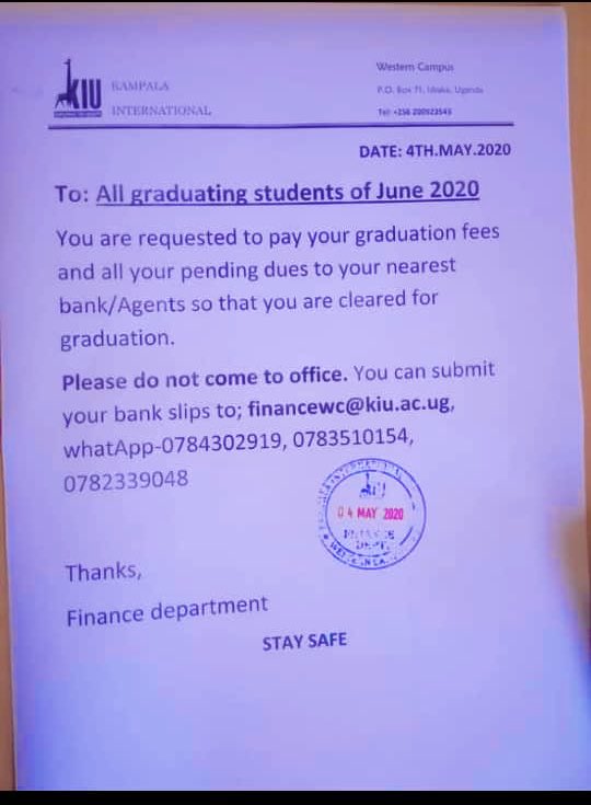 KiuGTimes's tweet photo. Even amidst complications, nothing holds exploration @kiuvarsity . 
 Dear students at western Campus , kindly take note. @StudentCo_Ug 
#KIUFightCorona 
#StayHomeStaySafe https://t.co/MvaKrCaKMU