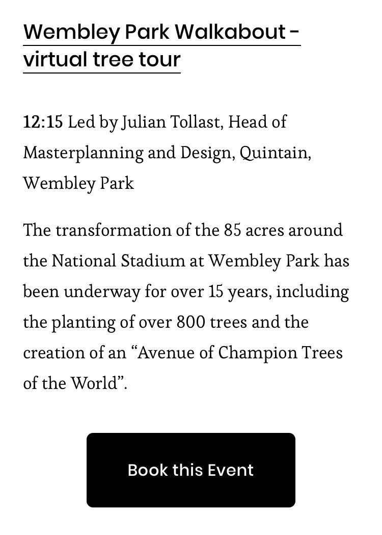 boodadley's tweet photo. Bookings open via Eventbrite and maybe even spot an #UrbanTreeWorldCup finalist π³ π
#wembleypark #walkabout #virtual #treetour #urbantreefestival https://t.co/RD7ydGHz1K