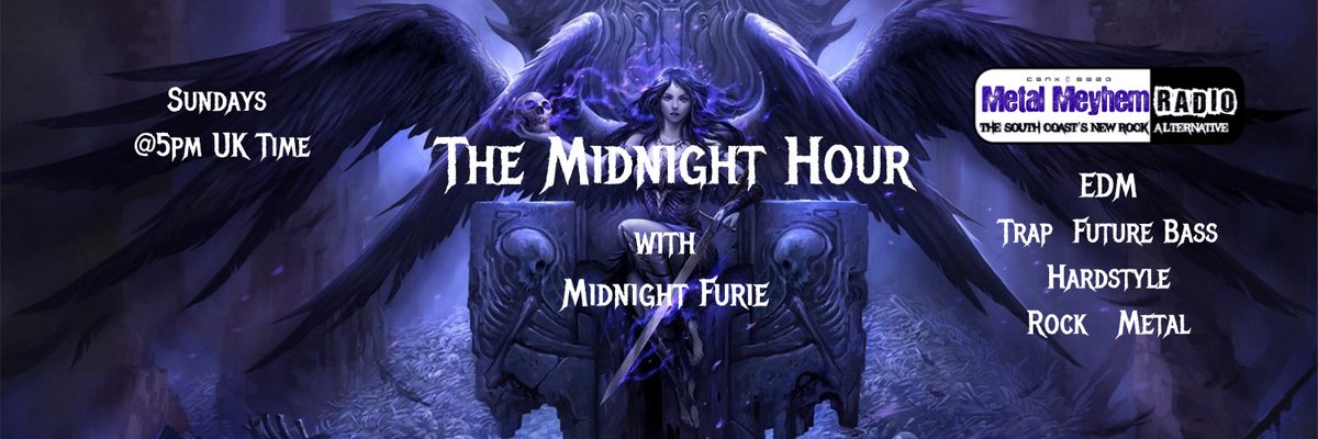  #Furieans Starting today's  #TheMidnightHour  #RadioShow @Death_Hags #synthwave  #NewMusic  #Sungay  #SundayVibes  #IndieRadio  #Furielicious @metalmeyhem  @siobhan_trigg  @ChatsongMusic  @ITHERETWEETER1  @936Arrow  @dorner_martina  @skipp52  @soccermomgta  @jod63uk  @musiccity2018  @stefanbell