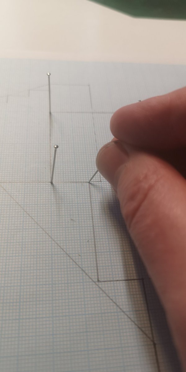 ... Then I used the graph paper drawing as a template and transferred it to the foamcore with dress pins, then joined the dots #warmongers  #ttrpg
