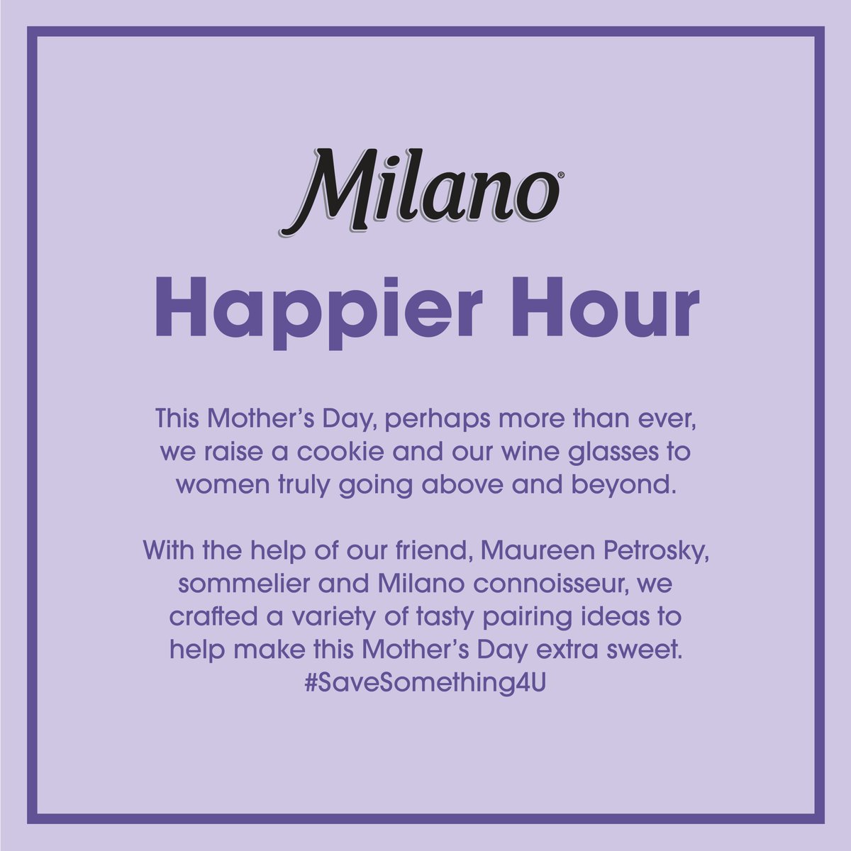 milanocookies's tweet photo. Make virtual #HappyHour extra sweet today by raising a cookie and a glass to all the #moms out there. Then back up and give them a little well deserved time to themselves. 😉 #Cheers! #HappyMothersDay #SaveSomething4U https://t.co/AZLqaDEXUP