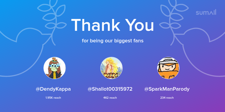 Banjo___Bear's tweet photo. Our biggest fans this week: DendyKappa, Shallot00315972, SparkManParody. Thank you! via https://t.co/zF2feUs7zd https://t.co/NFMJ8YkEgx