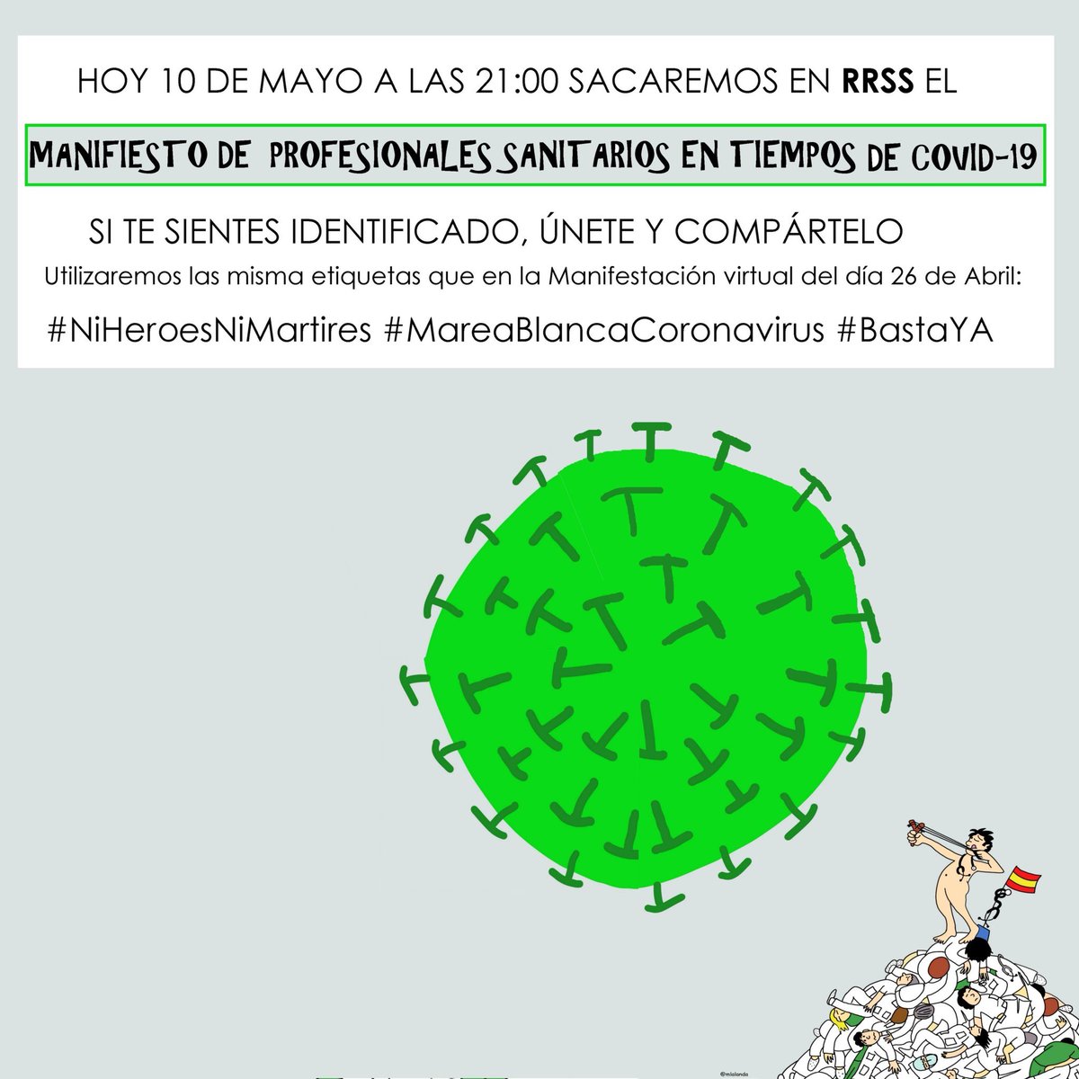 rubenalcantud's tweet photo. Esta noche a las 21:00: Manifiesto de profesionales sanitarios en tiempos de #COVID19

#NiHeroesNiMartires #MareaBlancaCoronavirus 
#BastaYa

Si te sientes identificado, únete y compártelo. https://t.co/wu9OxekoTw