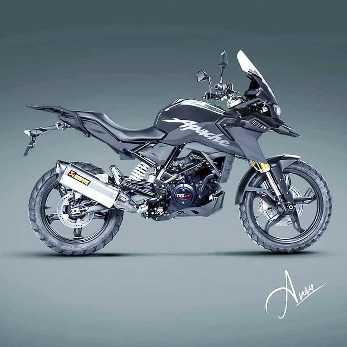 CafeMotorcycle's tweet photo. Check out the New Apache 310 Adventure Render This concept looks satisfying .
#mrc #tvsmotors #bikers #conceptart #apachethrift https://t.co/1W6BmhAsQp